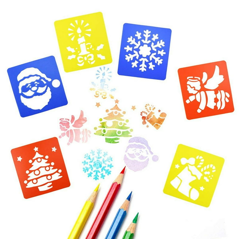 DIY Drawing Scrapbook Stencils Set - 6pcs Santa, Snowflake, and Angel  Templates for Kids