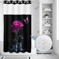 thumbnail image 4 of No Hook Shower Curtain with Built-in Rings - Vintage Washable Waterproof Fabric Bathroom Curtains for Hotel,Rentals, Stall 36 X 78 Inch , Rose Butterfly Splash Electric Lavender, 4 of 9