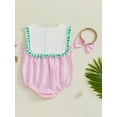 thumbnail image 5 of BemeyourBBs Baby Girl Golf Plaid Romper Frill Trim Sleeveless Bodysuit Headband, 5 of 9