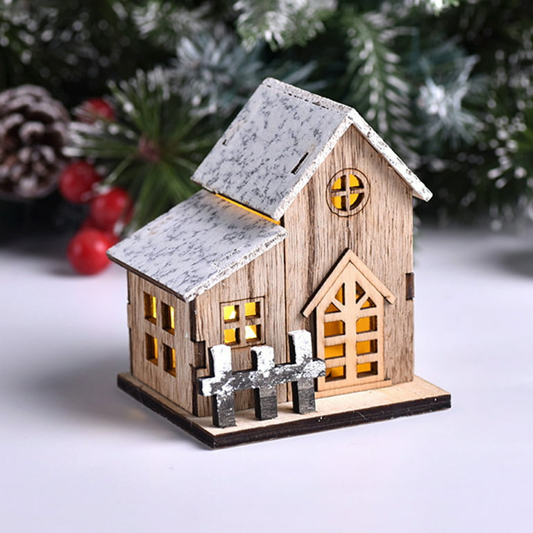  DECHOUS Woodsy Decor Christmas Village House Wooden Tabletop  Decoration LED Xmas Tree Reindeer House Scene Figurine for Holiday Party  Centerpiece Gifts Nativity Decor : Home & Kitchen