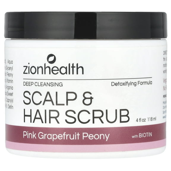Zion Health Scalp & Hair Scrub with Biotin, Pink Grapefruit Peony, 4 fl oz (118 ml)