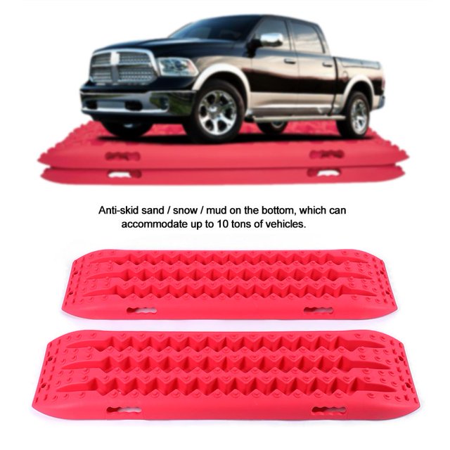 Alfombrillas de tracción para neumáticos Escalera para neumáticos, 2 piezas Pistas de recuperación Arena Tracción Escalera para neumáticos todoterreno 4WD cos todoterreno 4WD 10T(rojo) neumáticos; Ta Higoodz Accesorio de coche