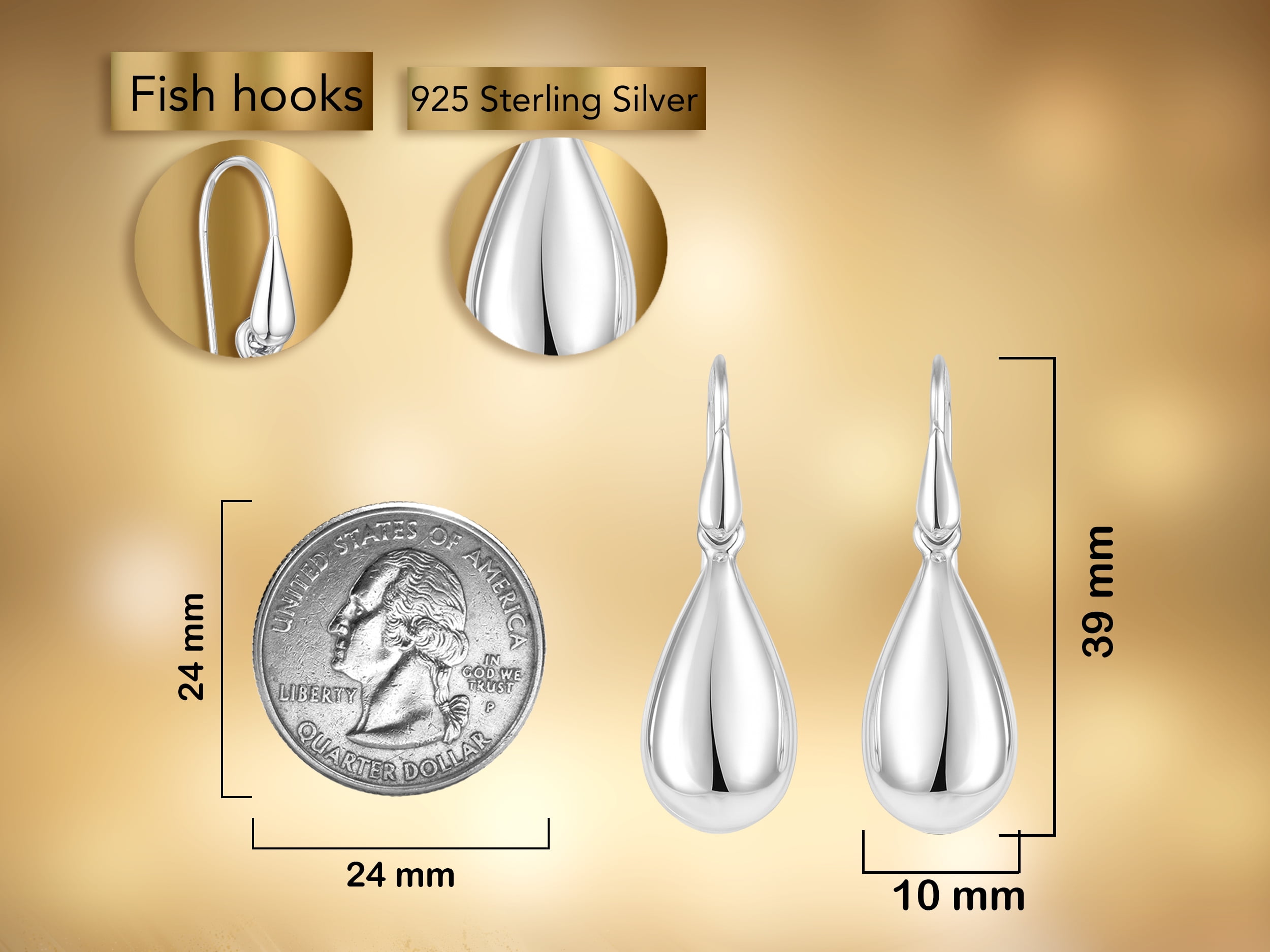 Vintage Boho Chic Teardrop .925 Sterling Silver Dangle Earrings