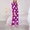 thumbnail image 3 of Lsque Purlpe And White Polka Dot Pattern Long Sleeve Pajama Set for Women - Soft 2-Piece Sleepwear and Loungewear Set with Pockets, Comfy Nightwear-XX-Large, 3 of 7