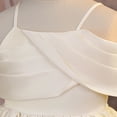 thumbnail image 5 of Kiijoy Girls Evening Gown Off Shoulder Satin Wedding Party Formal Dress, Beige, Size 8-13, 5 of 5