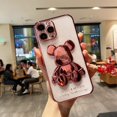 thumbnail image 1 of Funda de teléfono con revestimiento de oso bonito para iPhone 13 12 11 Pro Max 14 Max X Xs Xr 8 7 Plus SE 2, funda protectora de silicona transparente para lentes Deng Xun unisex, 1 of 2