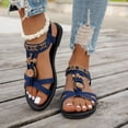 thumbnail image 2 of Rokment Womens Bohemian Flat Dress Sandals Beach Summer Flower Design Comfortable Casual Low Heel Elastic Strap Slingback Walking Sandals for Vacation Blue Size 9, 2 of 7
