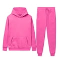thumbnail image 5 of Xaqiouau Women's Hoodie and Sweatpants Set Fleece Pullover Tracksuit Drawstring Hooded Top Elastic Waist Joggers Casual Sportswear Fall Winter Lounge Outfit Hot Pink XXL, 5 of 9