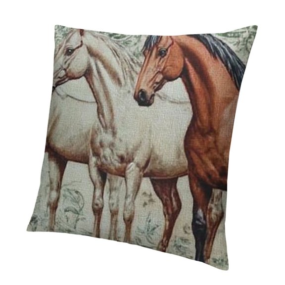 Shabby Chic Horse Burlap Pillow Cover Cushion Cover