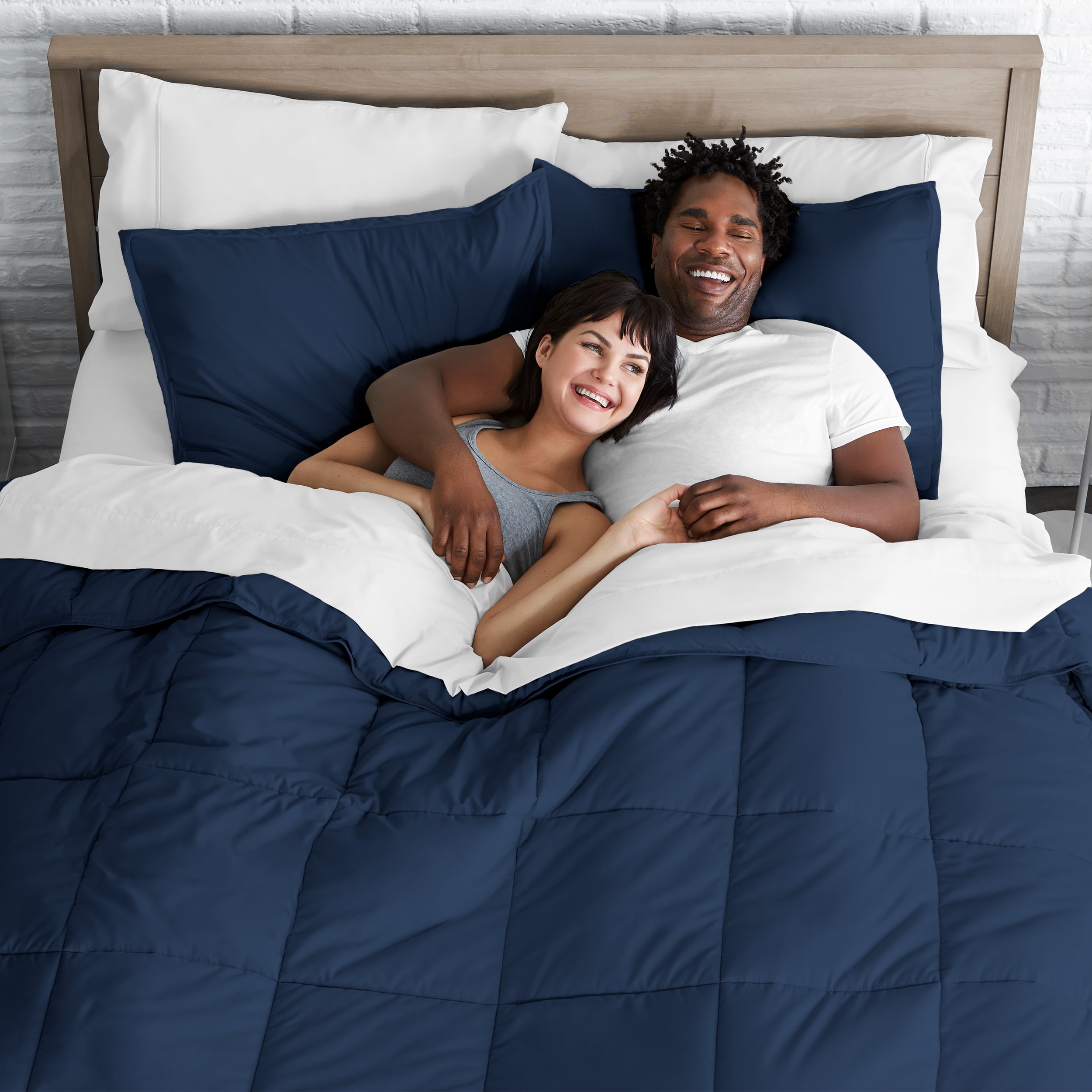 Bare Home Ultra-Soft Goose Down Alternative Comforter Set, Full, Dark Blue