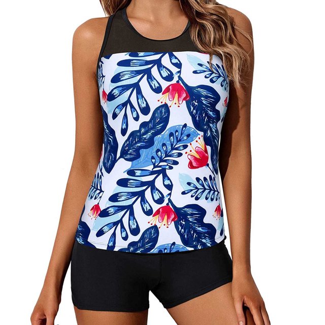 Traje de baño dividido con estampado de empalme para mujer Traje de baño Traje de baño de cintura alta Fridja nalpqowj19803