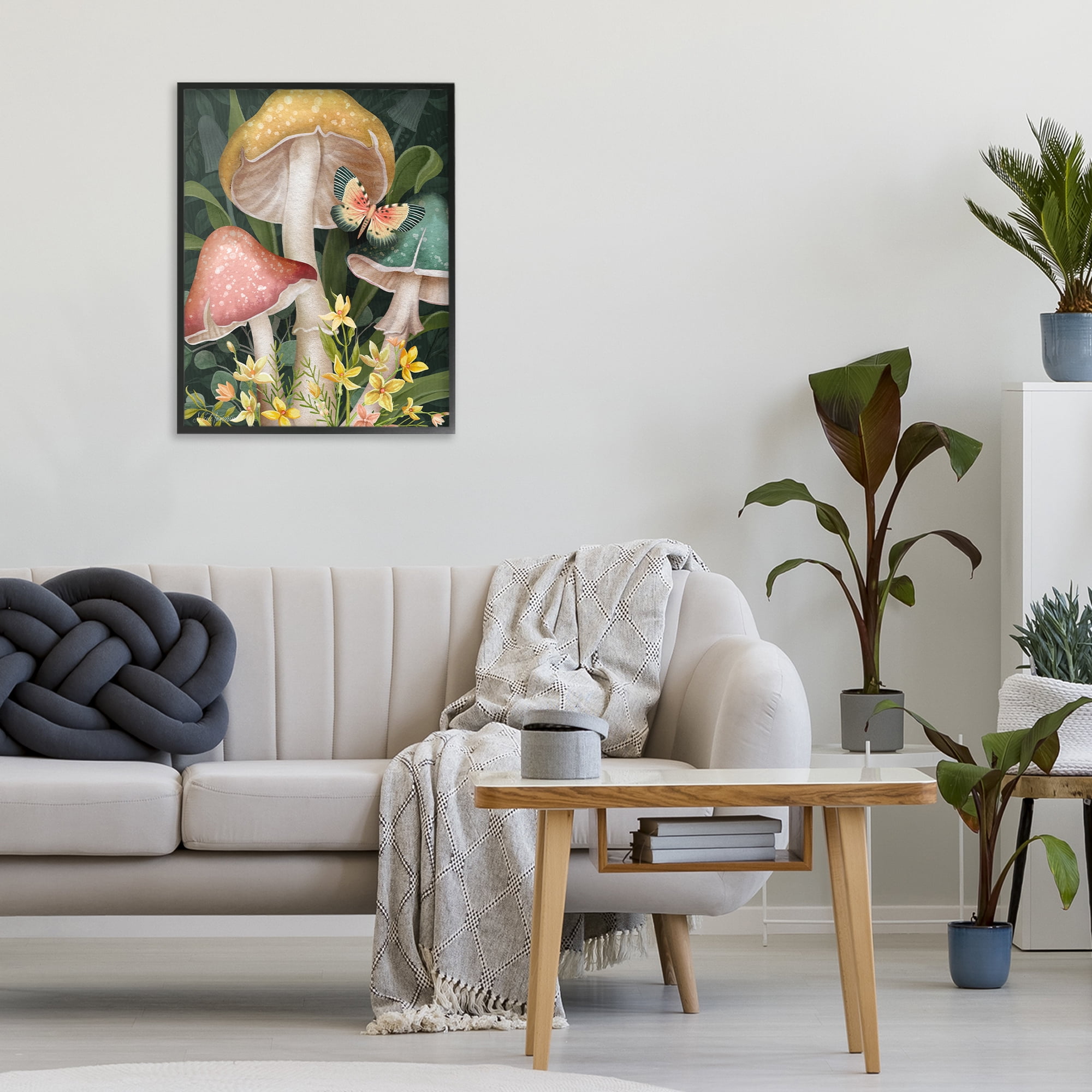 Stupell Industries Midnight Garden Mushrooms Black Framed Giclee Art, design by Nicole Tamarin