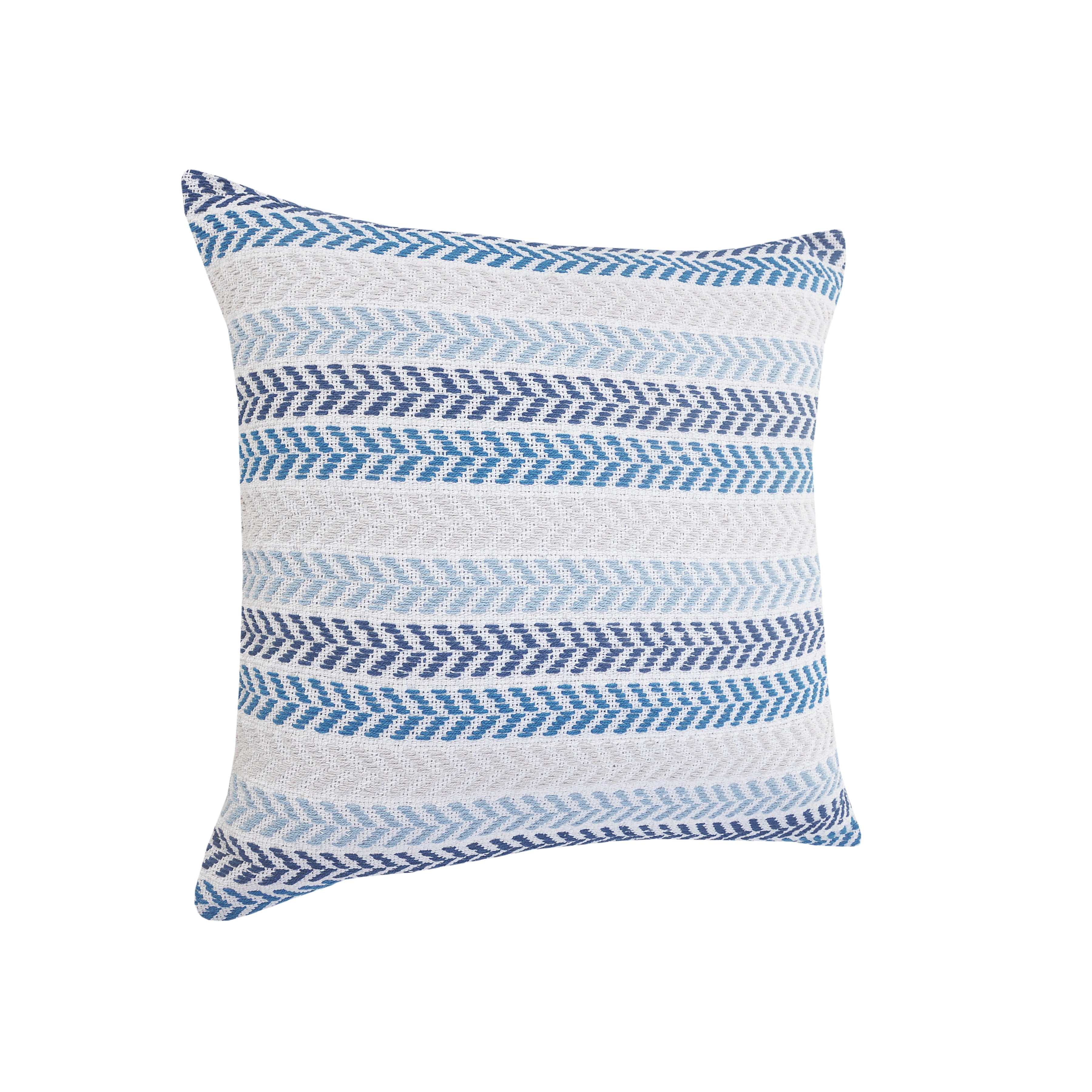 Ox Bay Ariya Blue/Ivory Chevron Cotton Adult Decorative Throw Pillow Cover