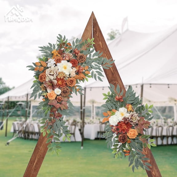 Wedding Arch Flowers (Set of 2) Wedding Decor and Artificial Flower Arrangements Decorations for Reception (Autumn Orange)