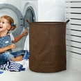 thumbnail image 3 of Patterned Linen Laundry Hamper with Open Top for Bedroom or Bathroom – Durable -Linen Fabric Breathable Large Capacity and Stylish Design for Busy Homes, 3 of 5