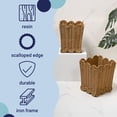 thumbnail image 2 of happimess Silas Modern Farmhouse Resin 3.3-Gallon Tapered Square Wicker Waste Basket with Scalloped Edge, Natural (Set of 2), 2 of 6