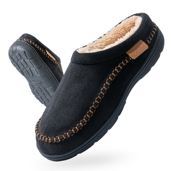Pmoiste Men's Moccasin Slippers Comfy Memory Foam Male Warm Winter House Shoes Indoor Outdoor Wide Width