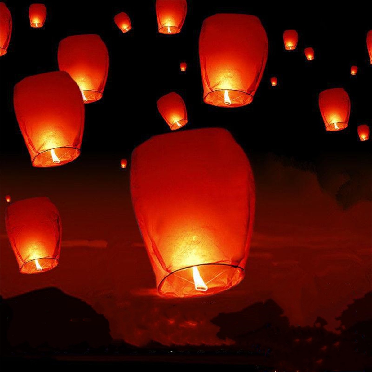 Chinese Wishing Lanterns Paper Lanterns to Release in Memorial Events