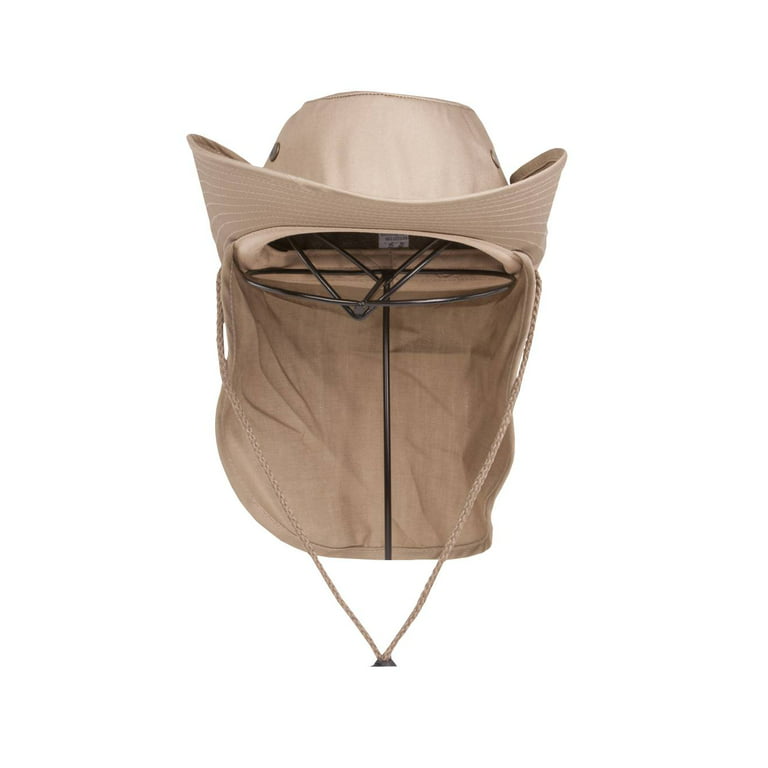 Top Headwear Safari Explorer Bucket Hat with Flap Neck Cover - Beige, XL