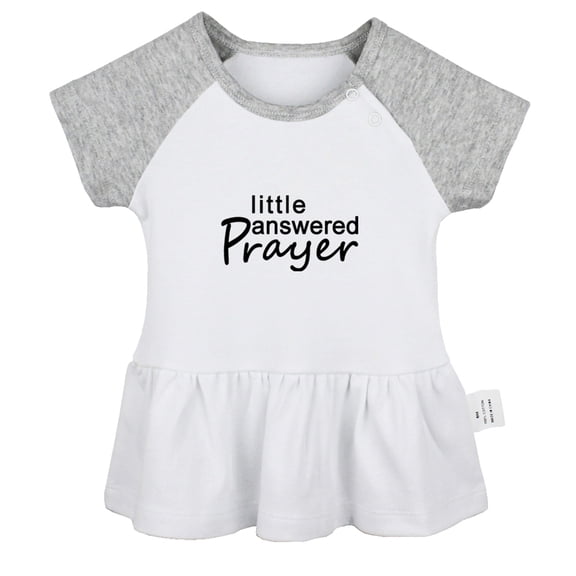 Little Answered Prayer Funny Dresses For Baby, Newborn Babies Skirts, Infant Princess Dress, 0-24M Kids Graphic Clothes (Gray Raglan Dresses, 6-12 Months)