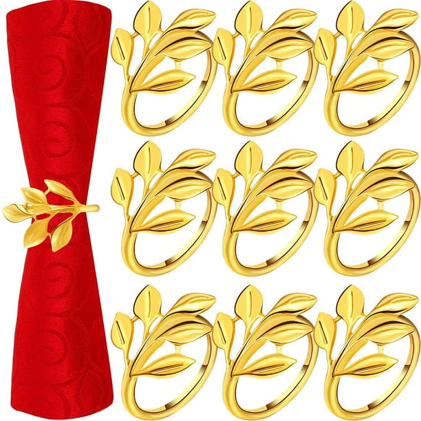 24 Pieces Napkin Rings Leaf Napkin Ring Holders Christmas Napkins Rings