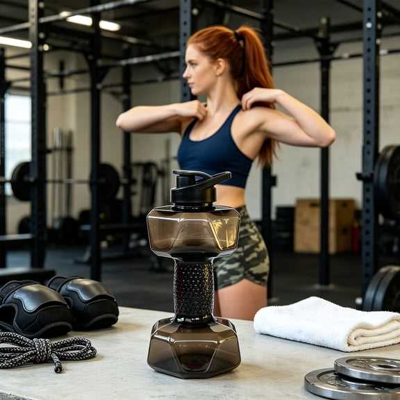 Dumbbell-Shaped Water Bottle 50oz, Large Capacity Sports Drinking Cup for Fitness Training