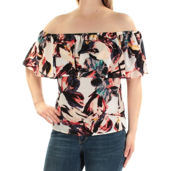 BAR III $50 Womens New 1327 Ivory Floral Off Shoulder Casual Top XL B B
