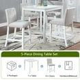 thumbnail image 4 of UHOMEPRO 5 Piece Dining Room Set, Rectangle Counter Height Dining Table with 4 Upholstered Chairs and Crystal Decoration for Bar Dining Room Nook, Modern Kitchen Table Set for 4 Persons, White, 4 of 11