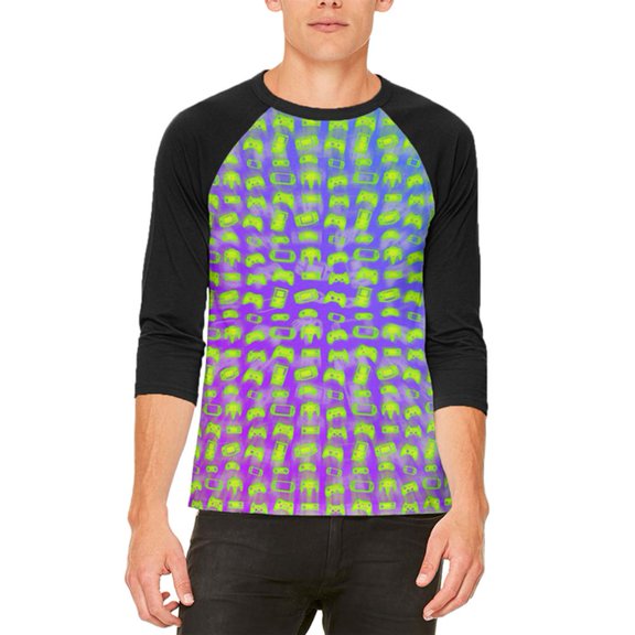 Choose your Weapon Wisely Pattern Video Games Mens Raglan T Shirt White-Black SM