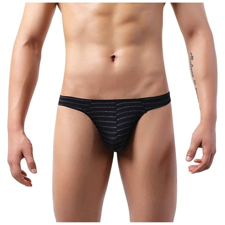 

DENGDENG Men s Thong Underwear Solid Soft Low-Rise Soft Pouch Thongs for Men