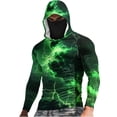 thumbnail image 2 of YOIAVAIOY Men's Fishing Hoodie Shirt Face Mask USA Flag Pride Camo UPF 50+ Rash Guard Long Sleeve Going Out Tops Green L, 2 of 5