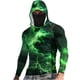 thumbnail image 3 of Ceisia Lightning Nebula Print Hooded Top Men's Slim Fit Long Sleeve UV Protective Face Mask Shirt Green L Gifts, 3 of 5