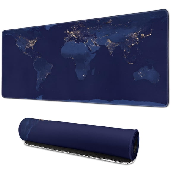 Dominate the Game with World Map XXL Mouse Pad - Enhanced Non-Slip Rubber Base, Stitched Edges (31.5x11.8 Inch)