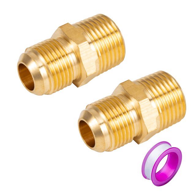 Breezliy 2 adaptadores de gas de media unión de latón para tubo de 1/2 pulgadas x 1/2 pulgadas NPT macho