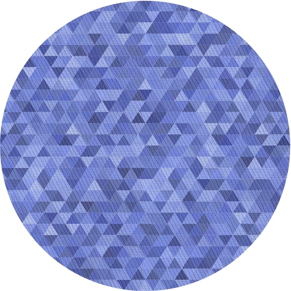 Ahgly Company Machine Washable Indoor Round Transitional Sky Blue Area Rugs, 8' Round