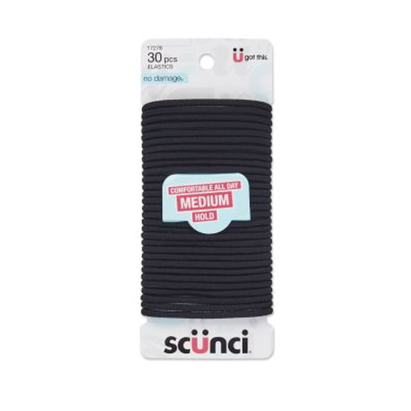 Ligas para cabello Scunci color negro 30 pzas