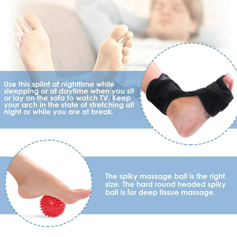 Yosoo Adjustable Plantar Fasciitis Night Stretching Splint Boot Foot Brace  Support with Spiky Massage Ball for Foot