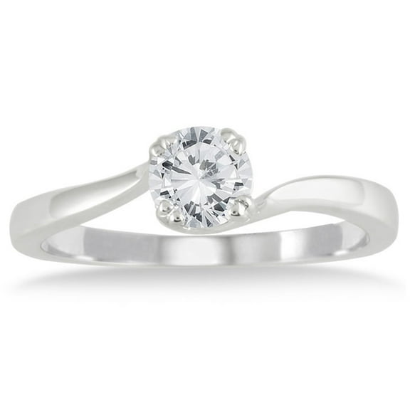 SZUL Women's 1/2 Carat Diamond Solitaire Engagement Ring in 10K White Gold (J-K-L Color, I2-I3 Clarity)