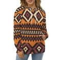 thumbnail image 2 of African Print Hoodie, Double hat sweater (Color:Brown Aztec Print; Size:S;), 2 of 8