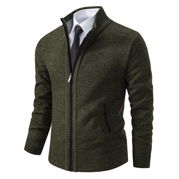 Abrigo deportivo informal para hombre, cárdigan cálido de lana con cremallera, cuello alto, Color sólido, otoño e invierno, Nuevo Jersey