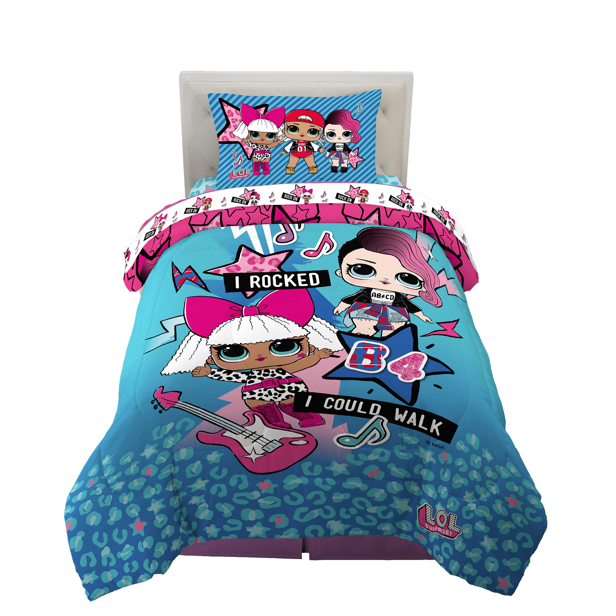 L.O.L 3 Piece Microfiber Twin Bedding Sheet Set & Pillowcase Kids Girls LOL NEW 