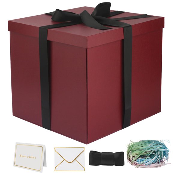 Caja de Regalo YINUOYOUJIA Burdeos 30x30x25 cm Grande