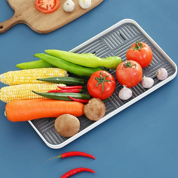 Escurridor de doble capa y escurridor de platos | Bandeja de plástico para fregadero de cocina, ideal para guardar utensilios, frutas y verduras | Desmontable para una limpieza fácil