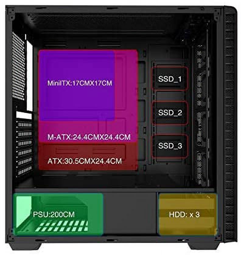 MUSETEX ATX Mid Tower PC Computer Gaming Case 6 RGB LED Fans 2 Translucent Tempered Glass,USB 3.0 Port & 2 x USB 2.0 Port,Water Cooling Radiator Support, Cable Management/Airflow, 903-S6 RGB Fans