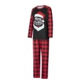 thumbnail image 3 of Elippeo Family Matching Christmas Pajamas, Letter  Hat Print Long-Sleeved Round Neck Tops + Plaid Pattern Trousers Sleepwear Outfits, 3 of 10