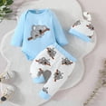thumbnail image 2 of Byoo Koala Print New Born Girls Outfits Long Sleeve Crew Neck Onesies Pants Hat 3PCS Baby Clothes Set Soft Daily Outfits Set, 2 of 7