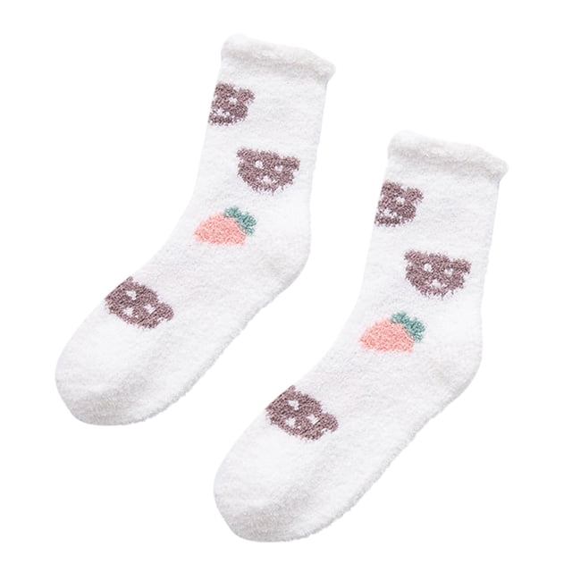 TIEVOSA Chaussettes d'Hiver pour Femmes Chaussettes Imprimées Chaussettes Amusantes pour Femmes Chaussettes Fantaisie Funky Mignonnes Chaussettes Thermiques (Blanc)