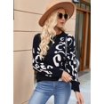 thumbnail image 5 of Women Long Sleeve Sweater Fall Casual Crew Neck Knit Tops Leopard Print Cute Loose Pullover Jumper Black L, 5 of 8