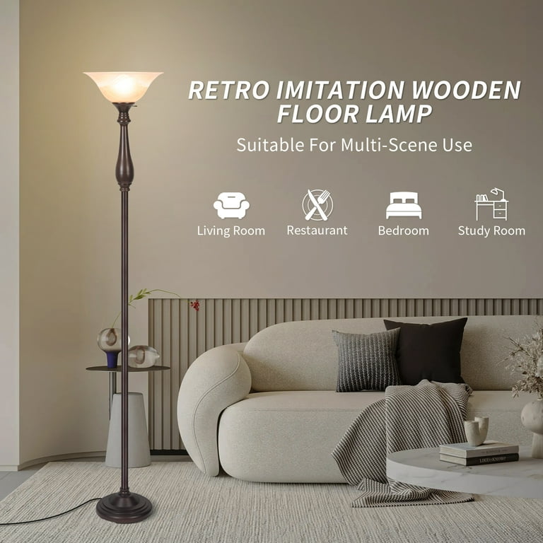 HonoDing Torchiere Floor Lamp with Glass Shade photo 6