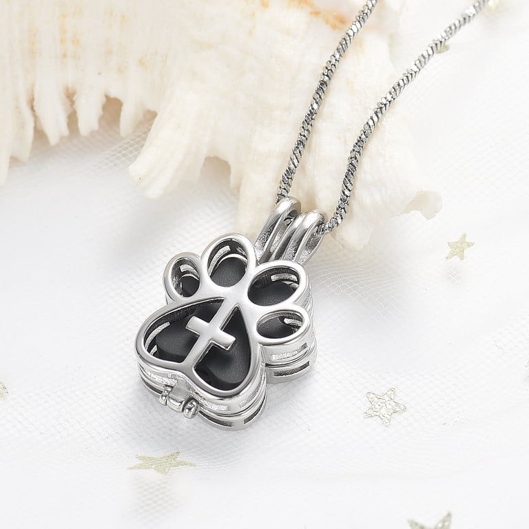 Cute Paw Shape Small Urn Necklace Lockets for Ashes Pet Cremation